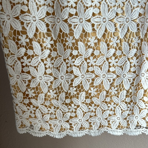 Vintage BEN MARC Cream Overlay Fitted Midi Skirt - Picture 3 of 6